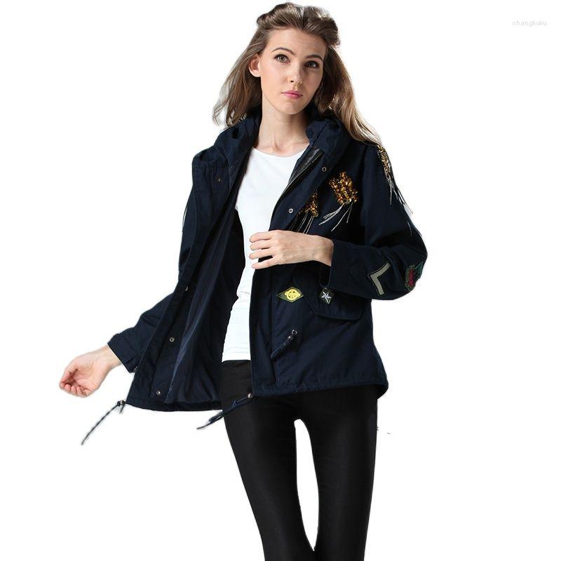 

Women's Jackets Navy Parka Simple Coat Ladies Spring Wear Tassel Idian Style Mr Or Mrs Fashion In, Blue
