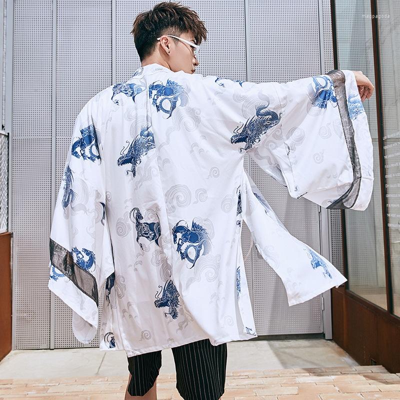 

Ethnic Clothing Japanese Kimono Cardigan Men Samurai Haori Summer Loose Shirt Traditional Yukata Male Cosplay Costume FF2309