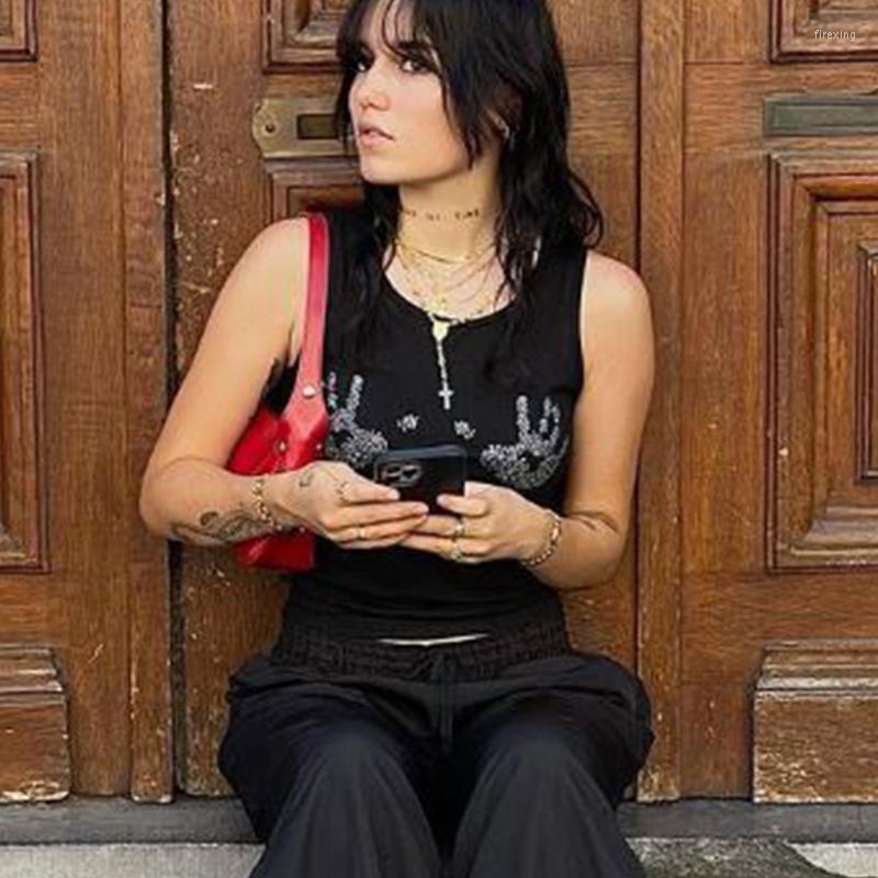 

Women' T Shirts Palm BulingBuling Print T-shirt Women Harajuku Aesthetics Black Tops Tshirt Kpop 2023 Summer Fashion Y2k Female Shirt Tee, Nz818-white