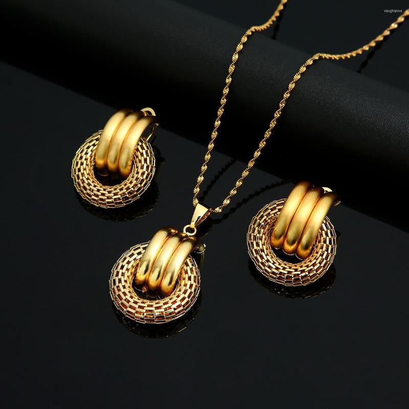 

Necklace Earrings Set Arabic Dubai For Women Ethiopian African Gold Color, Picture shown