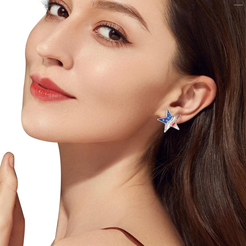 

Hoop Earrings American Flag Peach Heart July 4 Independence Day Fun For Women Leather