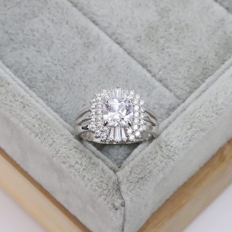 

Cluster Rings Selling S925 Sterling Silver Square Zircon Diamond Ring European And American Fashion Trend Men Women