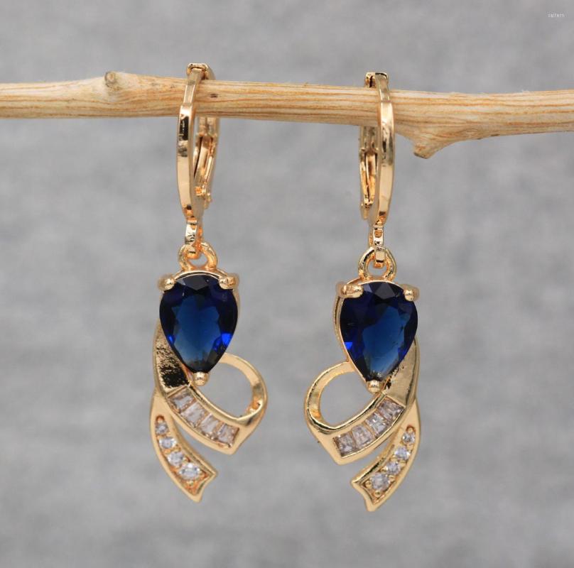 

Dangle Earrings Trendy Gold Plated Copper Dangler Water Drop Zirconia For Women Fashion Jewelry Accessories Wedding Anniversary Gift