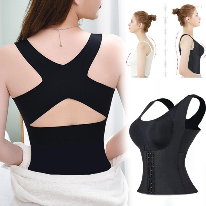 

Women's Shapers Women Reducing Girdle Posture Corrector Bra 3-in-1 Waist Buttoned Shapewear Seamless Underwear Slimming Cross Back, Beige