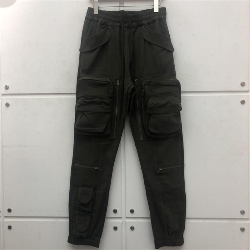 

Men's Pants 2012FW 3D Multi Pocket Cargo Joggers Drawstring Zipper Sweatpants Men Women High Quality Slightly Loose Trousers
