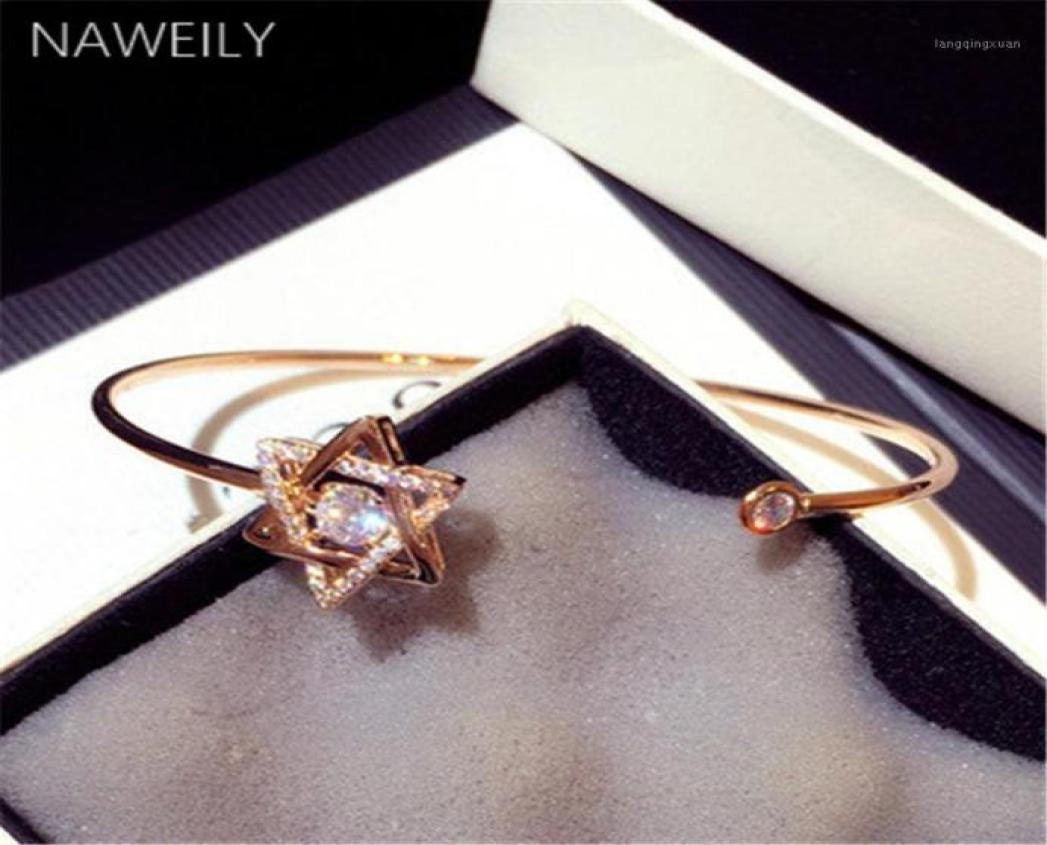 

Bangle NAWEILY Exquisite Star Bangles Women Cubic Zirconia Open Pulseira Feminina Fashion Jewelry NWLS25314569667