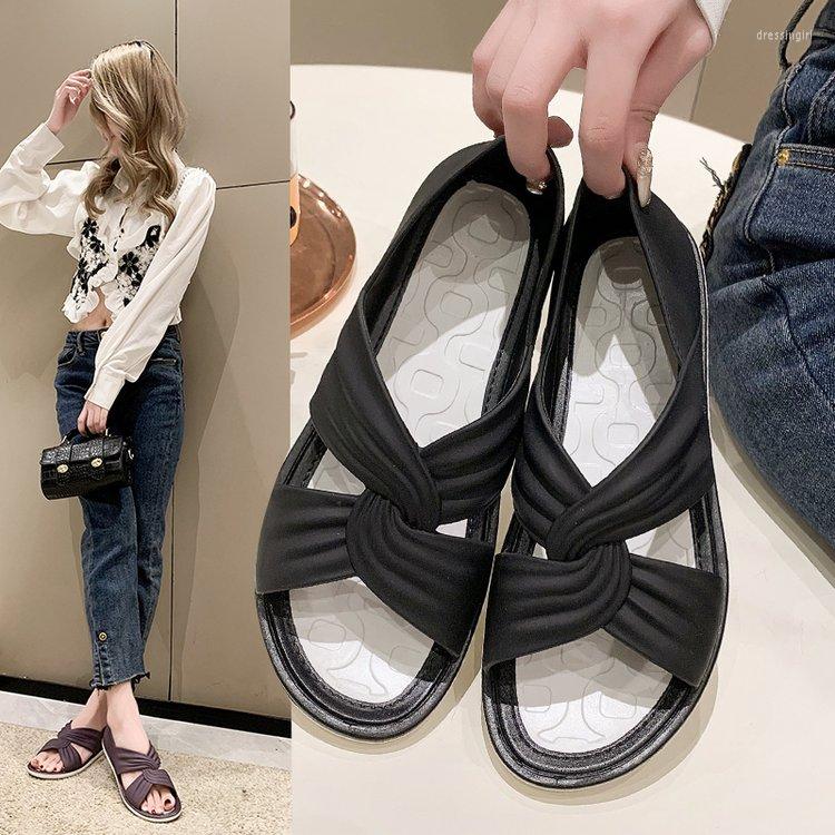 

Sandals Summer Women 2023 Fashion Student Comfortable Flat Female Soft Bottom Non-slip Beach Shoes Slippers, Purple