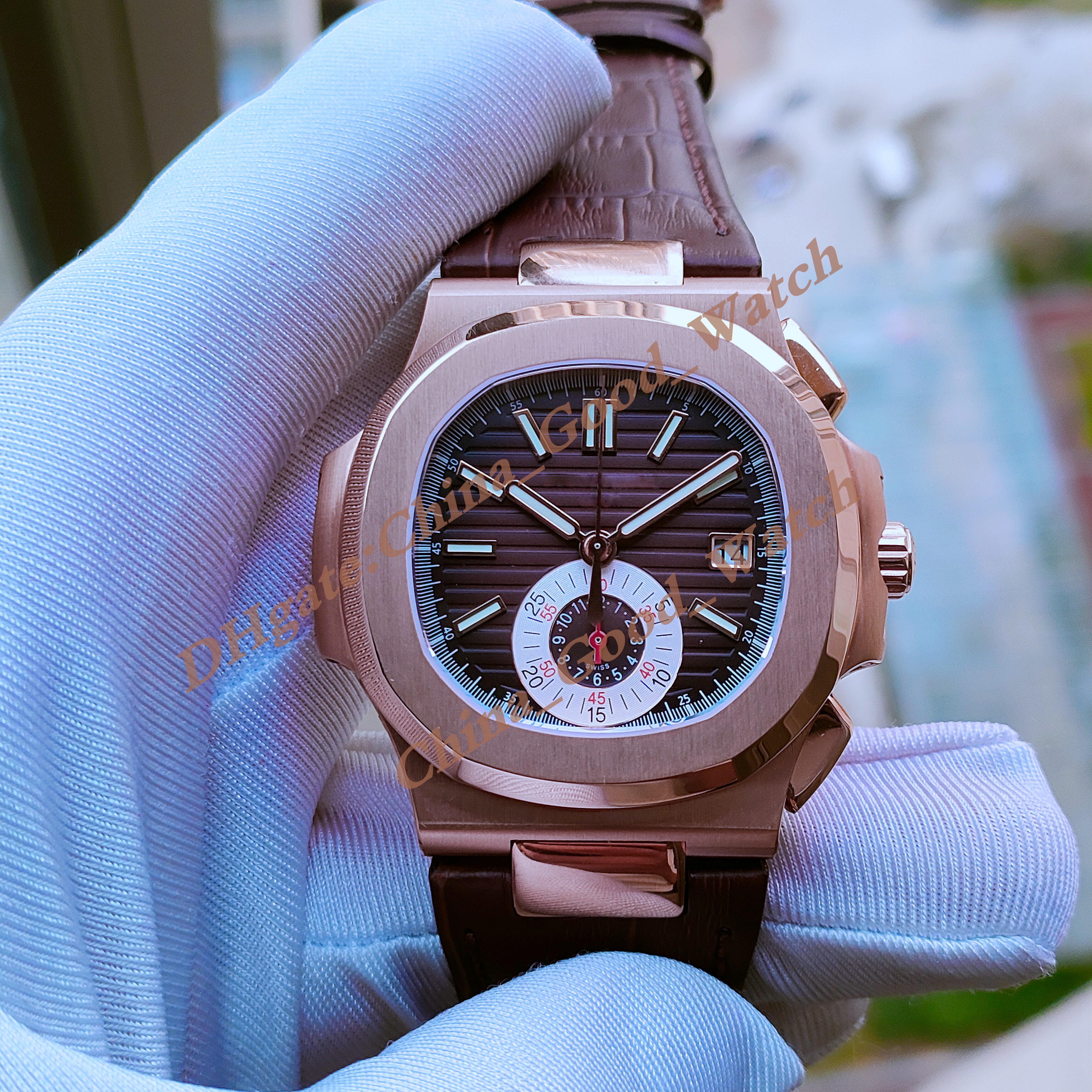 

Super Factory Watch Men Size Cal.7750 Automatic Mechanical Movement With Chronograph Men Waterproof Leather Strap Watches, 1#