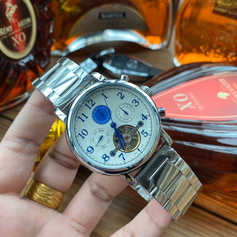 

fashion mens designer watches luxury wristwatches for men gift mechanical automatic movement watch flywheel day date All Stainless Steel band Birthday Gift