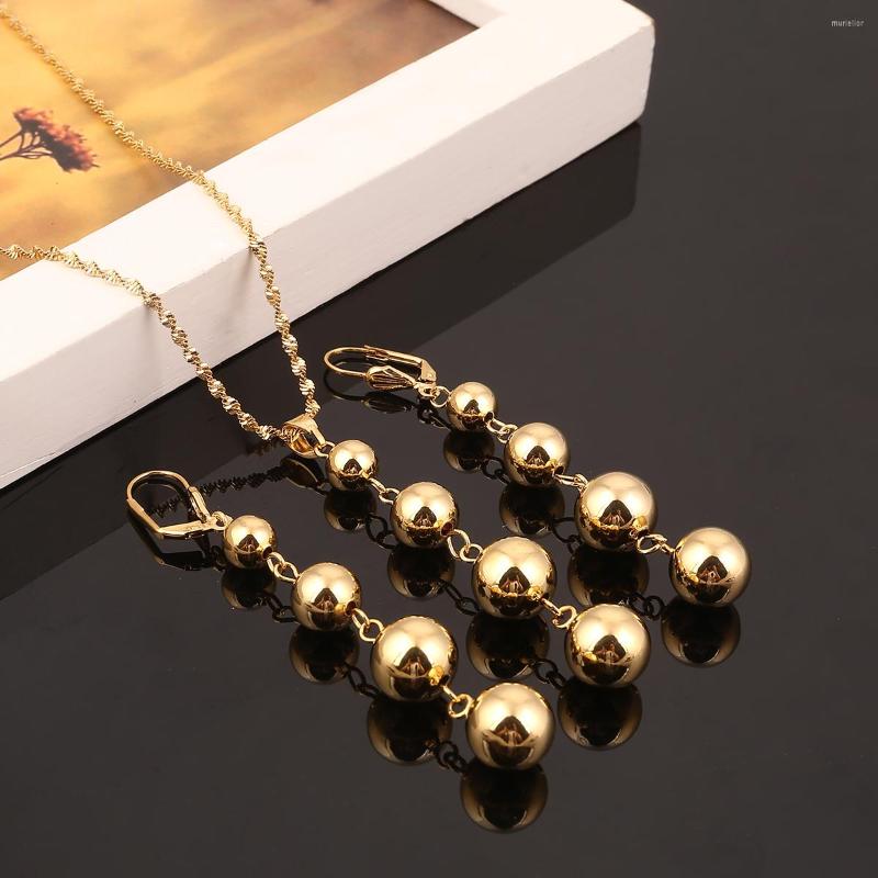 

Necklace Earrings Set Ethiopian Beads Pendant For Women Girls African Arab Round Ball Charm, Picture shown