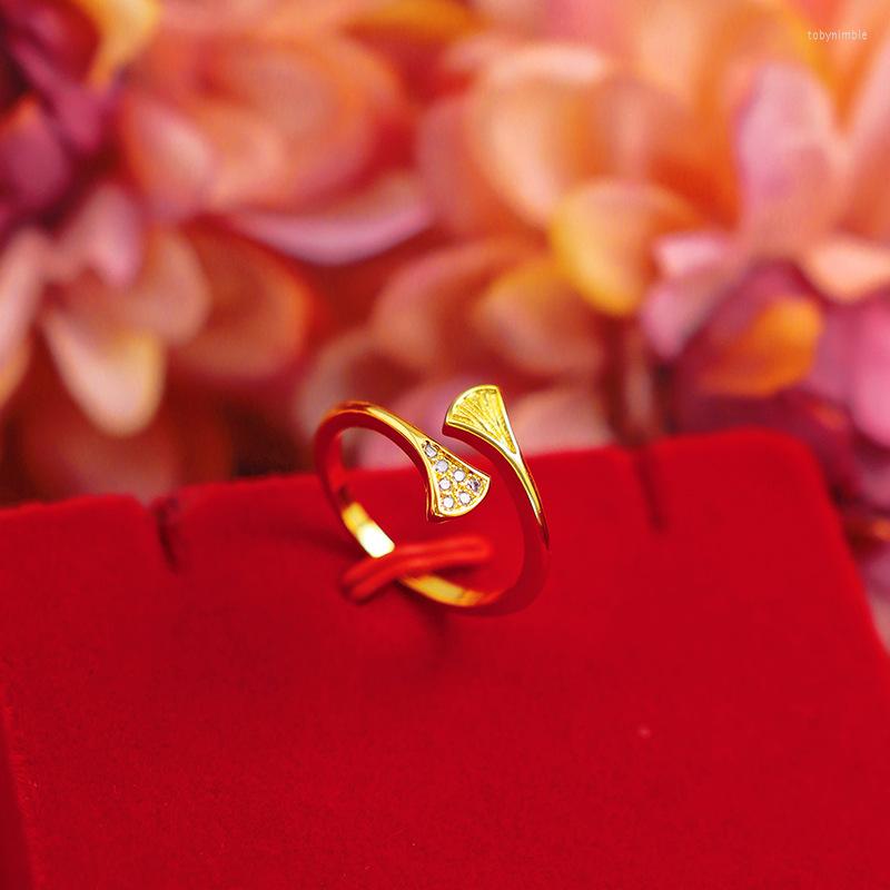 

Cluster Rings Yellow Gold Ring For Women Men Wedding Jewelry Gypsophila Meteor Shower Foglia Color Classic Couple Gifts