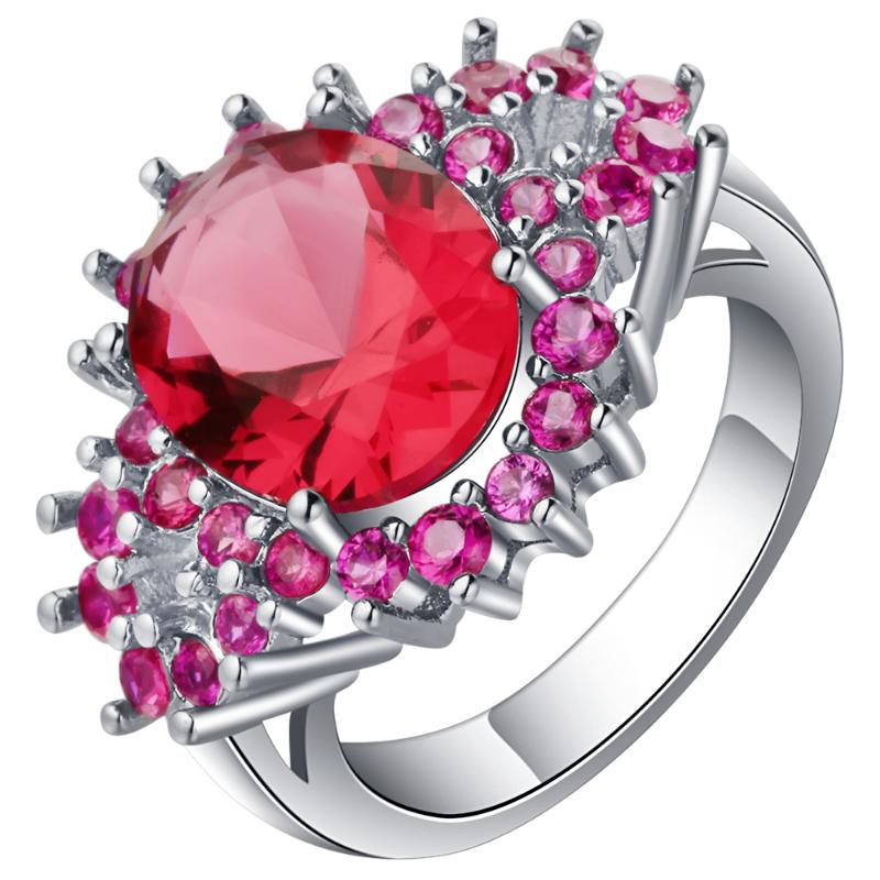 

Wedding Rings UFOORO Fashion Jewelry Red Ring Sky Stars Style Luster Crystal Zircon Finger Engagement Band