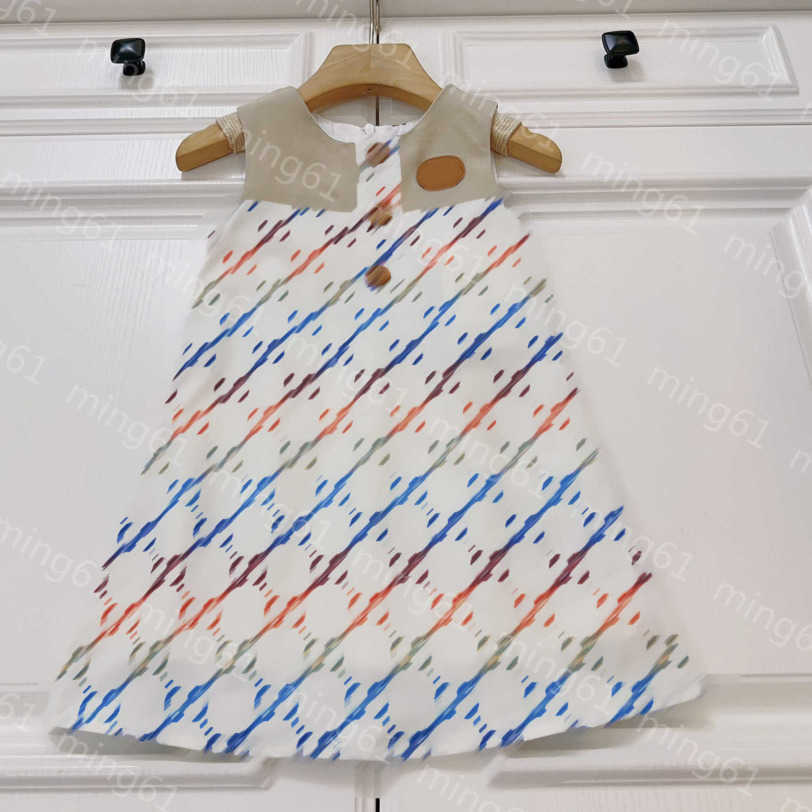 

23ss dress Princess dresses summer dress kids designer clothes girls Dress Patchwork color log letter print sleeveless vest skirts High quality kids clothes a1