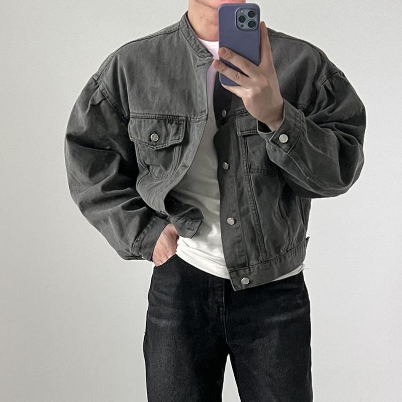 

Men's Jackets Denim Mens Korean Men Hip-hop Jacket Spring Slim Short Bomber Streetwear Pocket Fashion Casual Fit, Pink