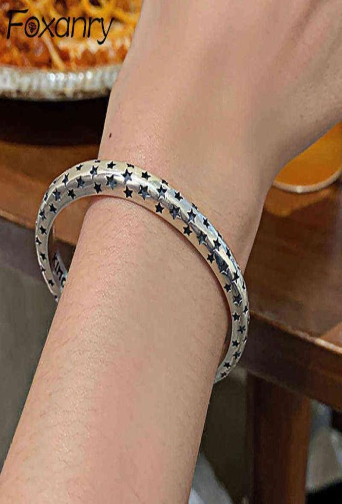 

Foxanry 925 Sterling Silver Opening Brcacelet Bangles for Women Ins Fashion Vintage Punk Stars Party Jewelry Gifts Whole9293141