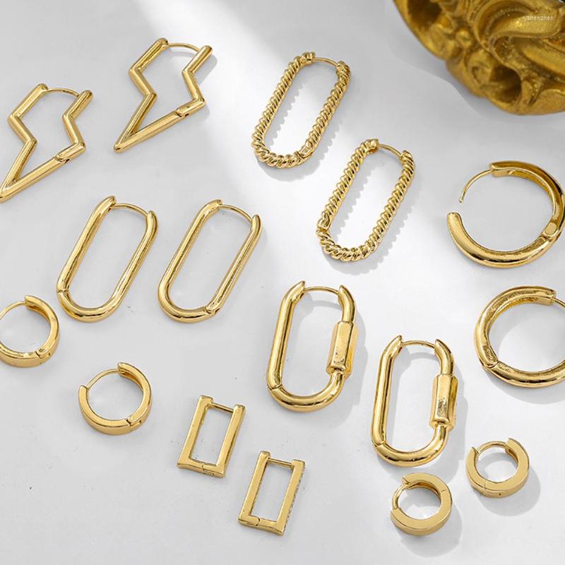 

Hoop Earrings INS Irregular Gold Color Round Circle For Women Vintage High Quality Chain Lock Earring Party Jewelry