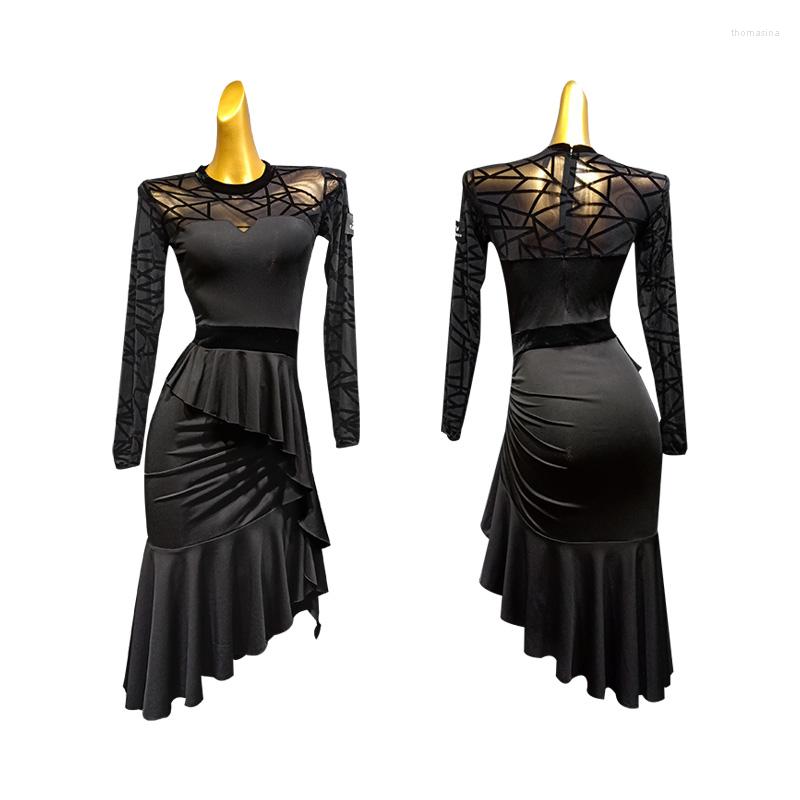 

Stage Wear Sexy Latin Dance Dresses For Sale Lace Salsa Dress Tango Clothing Women Black, See chart