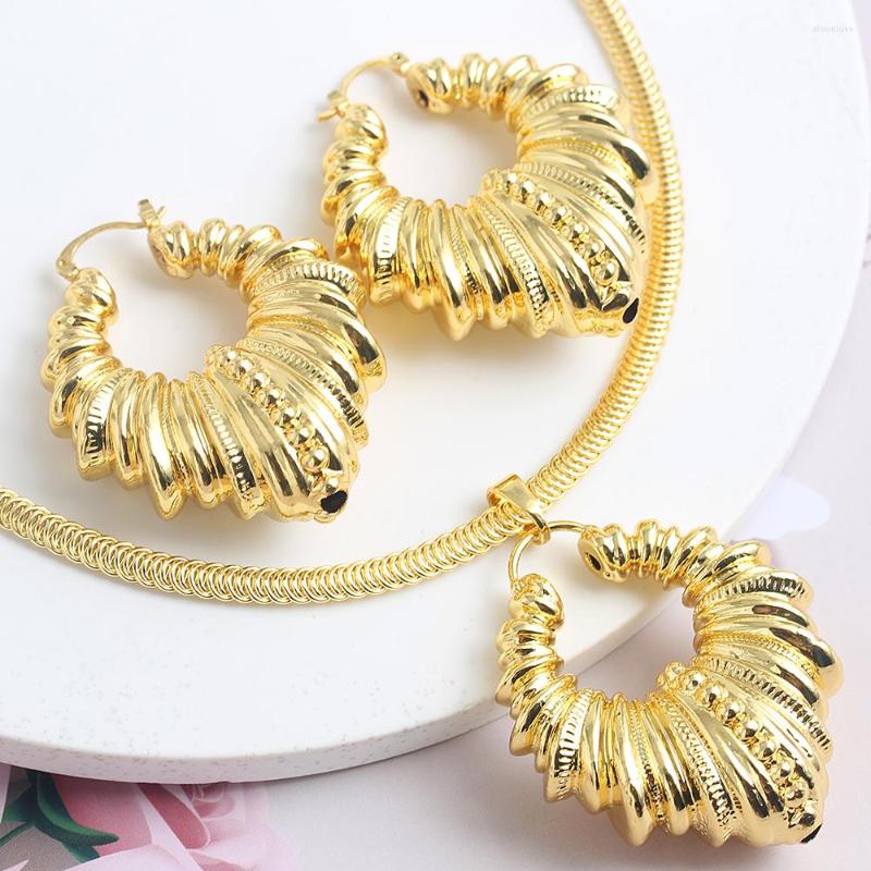 

Necklace Earrings Set For Women Cord And Pendant Geometric Brazilian Wedding Party Gifts High Quality Copper, Picture shown
