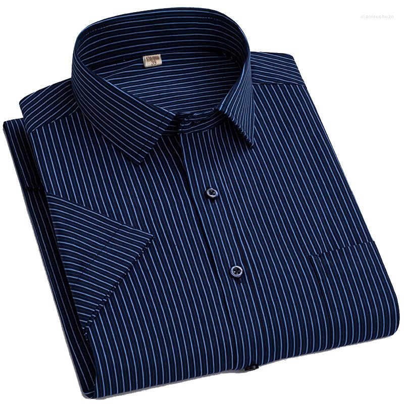 

Men's Casual Shirts Korean Summer Striped Shirt For Men Office Professional Business Chest Pocket Short Sleeve Regular Fit Male Blouse, D08-1