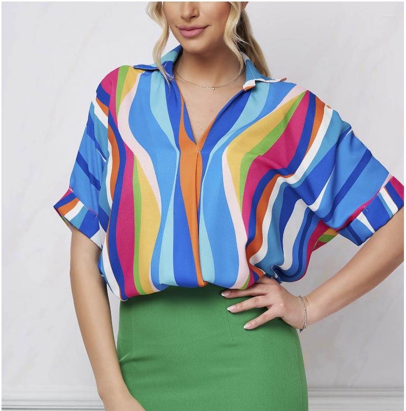 

Women' Blouses Fashion Loose Shirt Woman Elegant Printed Casual Short Sleeve Holiday Weekend Top, Style3