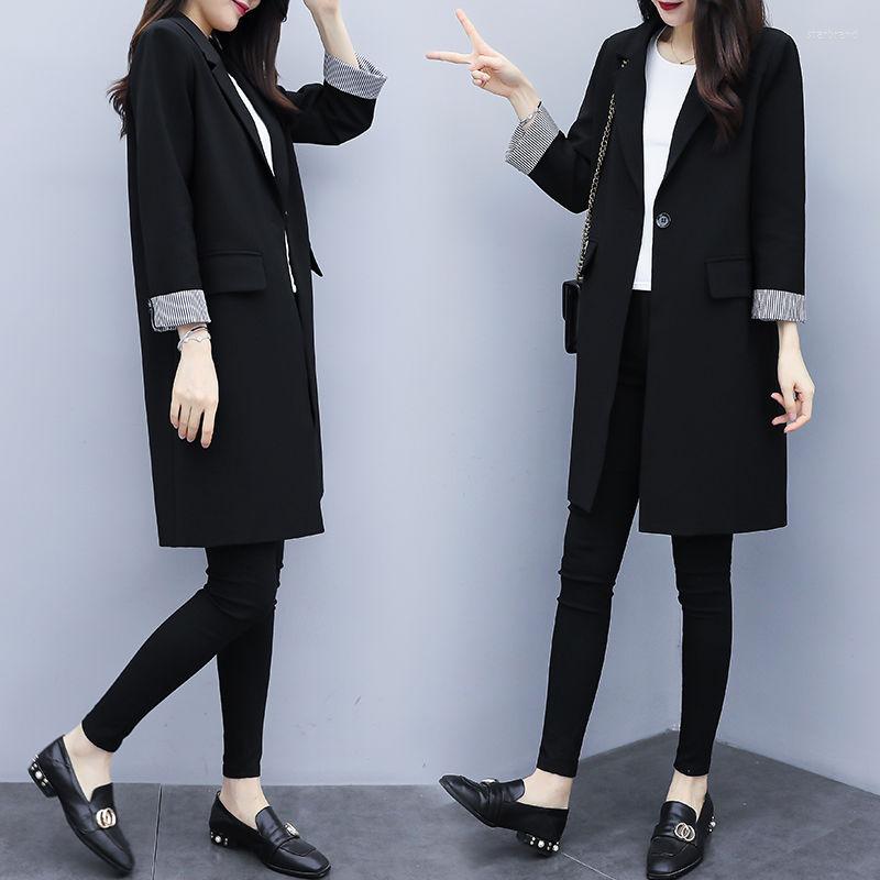 

Women' Suits Cardigan Suit Jacket Medium Length Slimming Korean Coat 2023 Spring And Autumn Casual Long Sleeve Loose Black For Women