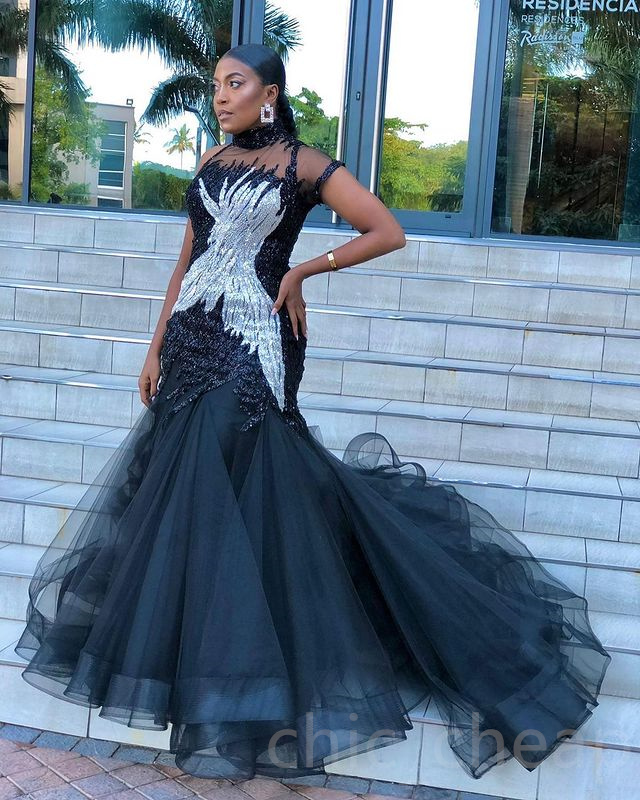 

2023 May Aso Ebi Black Mermaid Prom Dress Sequined Lace Sexy Evening Formal Party Second Reception Birthday Engagement Gowns Dresses Robe De Soiree ZJ511, Multi