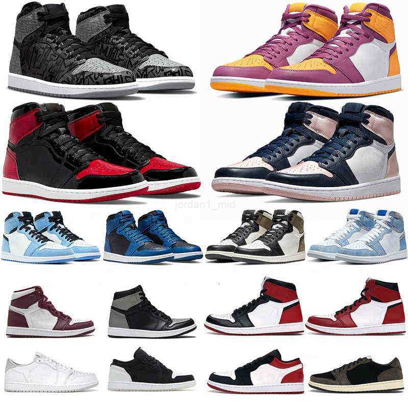 

Jumpman 1 1s Basketball Shoes Men Women Rebellionaire Bred Patent Brotherhood Dark Marina Blue UNC Black White Wolf Gray Bordeaux Trainers, 28