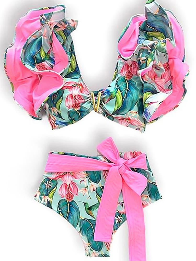 

Swimwear 2022 New Sexy Brazilian Bikini Set Ruffle Swimwear Women Push Up Swimsuit High Waist Print Floral Bathing Suit Biquini Female, Mo19879r1