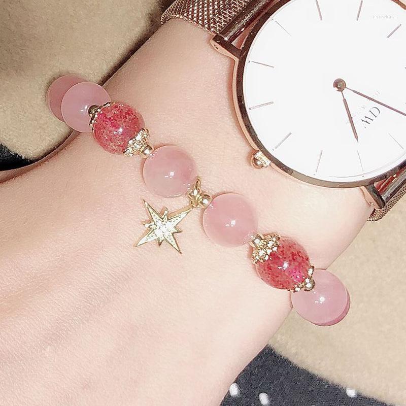 

Strand 2023 Charm Luxury Pink Natural Stone Chain Bracelet&Bangle Star Moon Bracelets For Women Jewellery Pulseira Feminina Bangles
