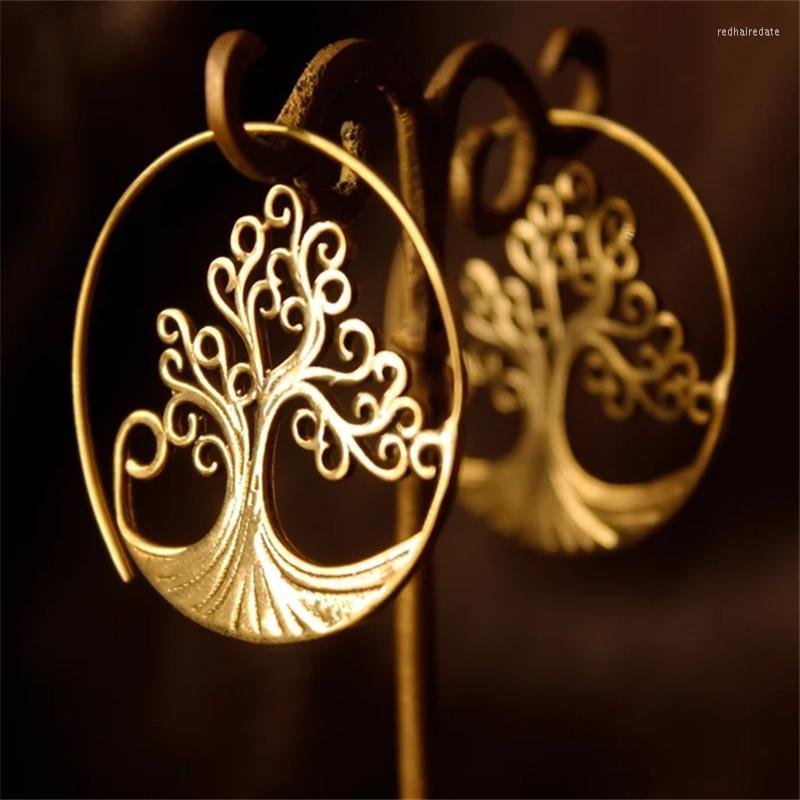 

Hoop Earrings Vintage Big Tree For Women Geometric Huggies Pulseras Mujer Eh820