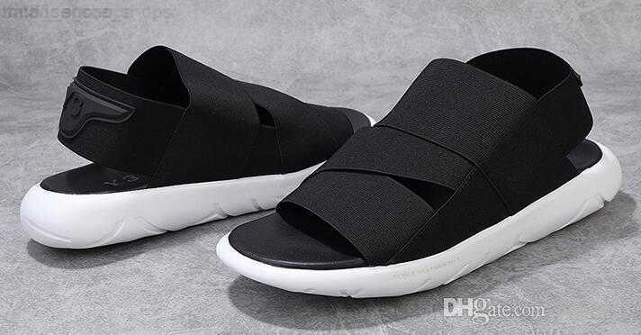 

2019 summer Y3 sandals male black warrior open toe thick bottom trend Roman men's elastic casual breathable beach shoes, Color 1