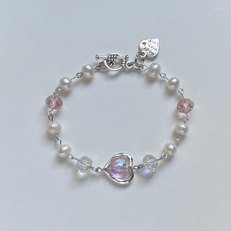 

Link Bracelets Rose Milk Pearl Y2k Alt Cute Beaded Hand Assembled Pastel Fairy Core