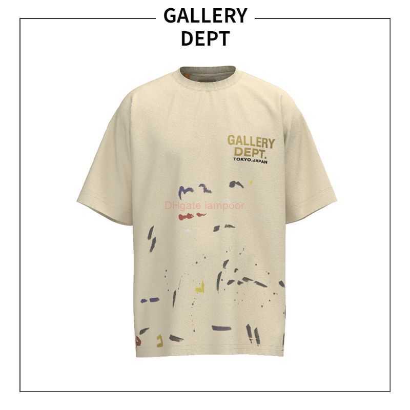

Designer Fashion Clothing Tees Tshirt Galleryes Depts Worn Out Wash Speckled Ink Short Sleeve Men's Pure Cotton Casual Loose Fashion Brand Insider Couple T-shirt, Black