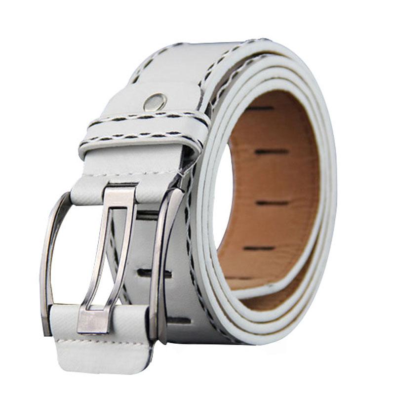 

Belts Selling Men Belt Fashion Sewing Thread Decoration High Quality Imitation Leather Alloy Pin Buckle Retro Casual MenBelts, Black