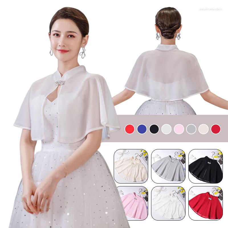

Scarves Women Summer Chiffon Cardigan Sunscreen Shawl Sun Protection Shrug Wraps Wedding Dress Rhinestone Buckle Cape Blouse Cloak