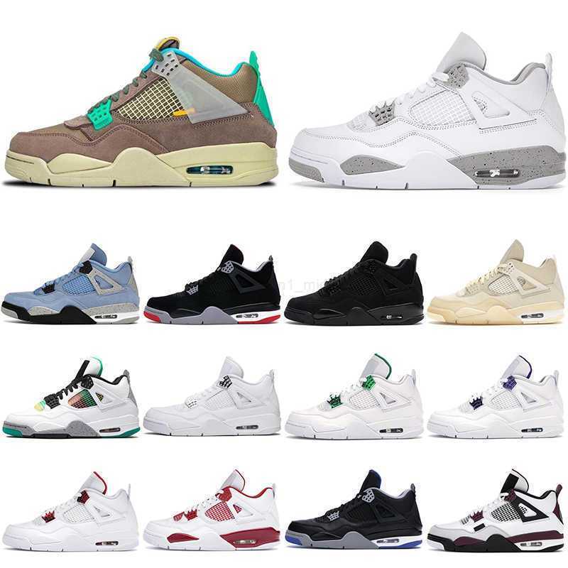 

Basketball Shoes Sports Trainer Sneakers Black Cat Fire Red Bred Cool Grey Royalty Sail Pure Money White Cement 4s 4 Men 's What the Off, University blue