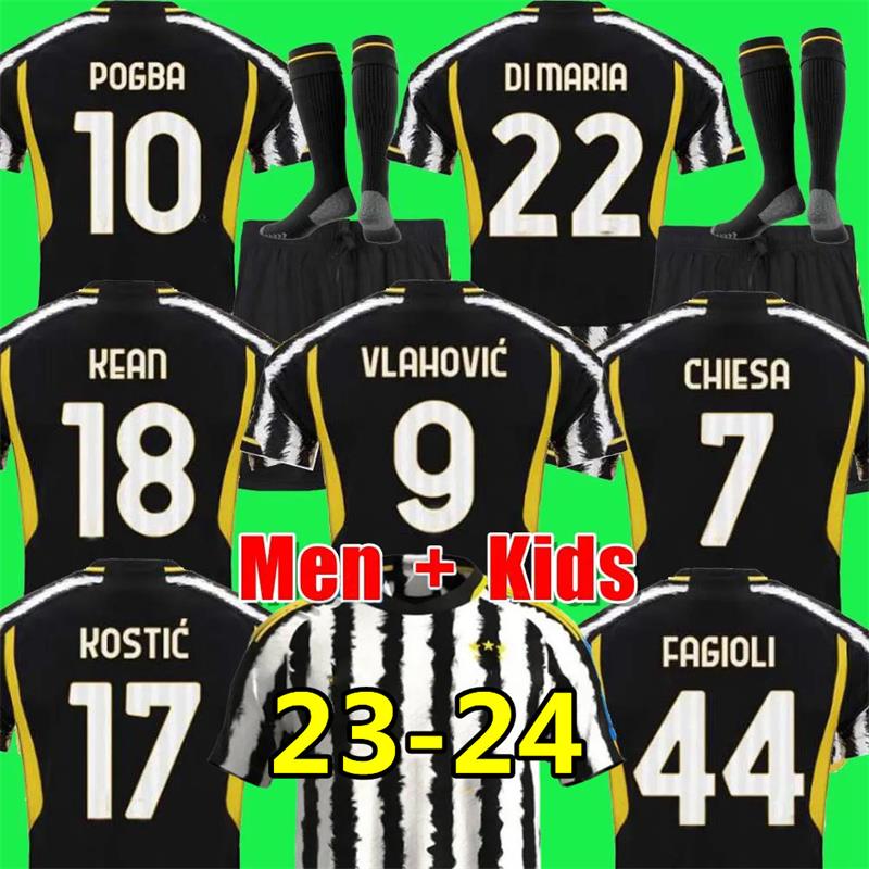 

23 24 DI MARIA VLAHOVIC Juventus soccer jerseys CHIESA MILIK KEAN POGBA BONUCCI LOCATELLI DANILO FAGIOLI RABIOT Bremer home away 2023 2024 men Kids kit football shirt, 23-24 home kids