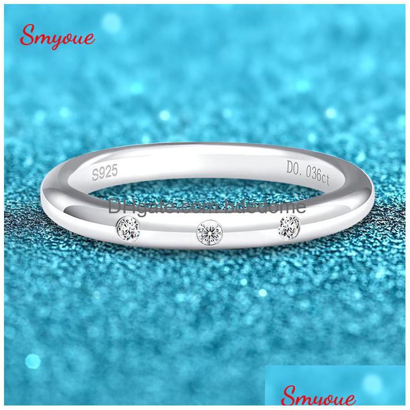 

Rings Smyoue 18K White Gold 0036Ct Ring For Women Bridal 3 Stones S925 Solid Sier Matching Diamond Band Luxury Jewelry Drop D Dh7Ii