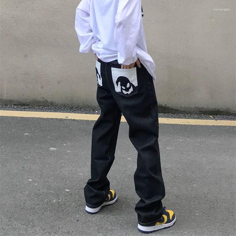 

Men' Jeans Y2k Majin Buu High Street Vintage Wash Old Print Men' Fashion Loose Casual Straight Leg Pants 2023 Autumn, Gold