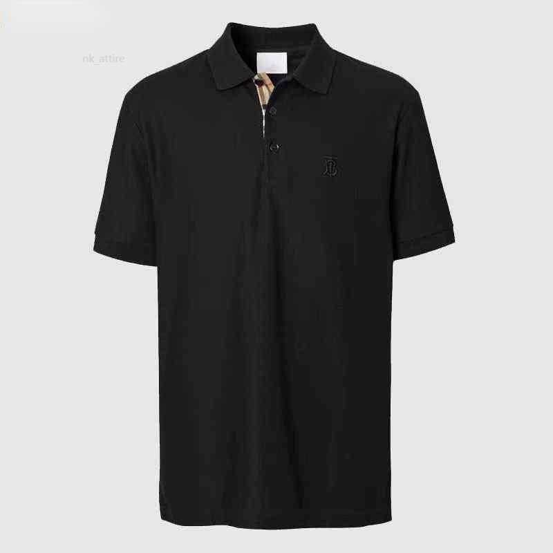 

burbrerys European station Bajia casual polo shirt mens classic solid color TB letter embroidery summer B short sleeve tshirt men, Navy