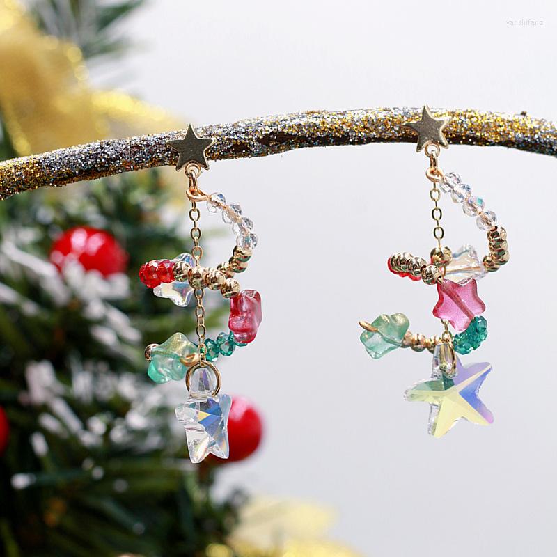 

Dangle Earrings Colorful Star Crystal Christmas Tree Drop For Women Sweet Romantic Elegant Charm Fashion Jewelry