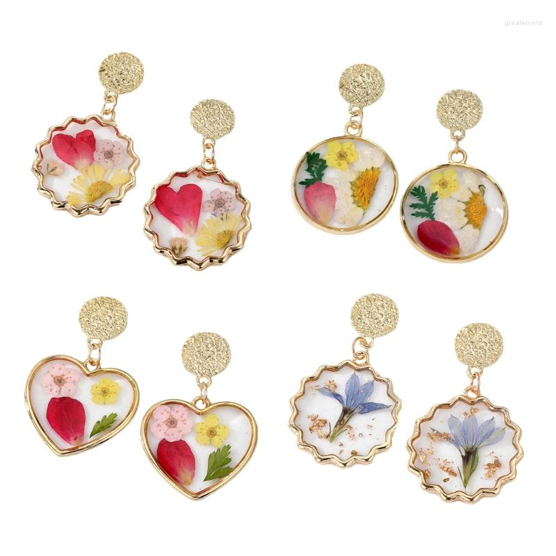 

Stud Earrings Women Colored Eternal Flower Plant Ear Studs Party Wedding Jewelry