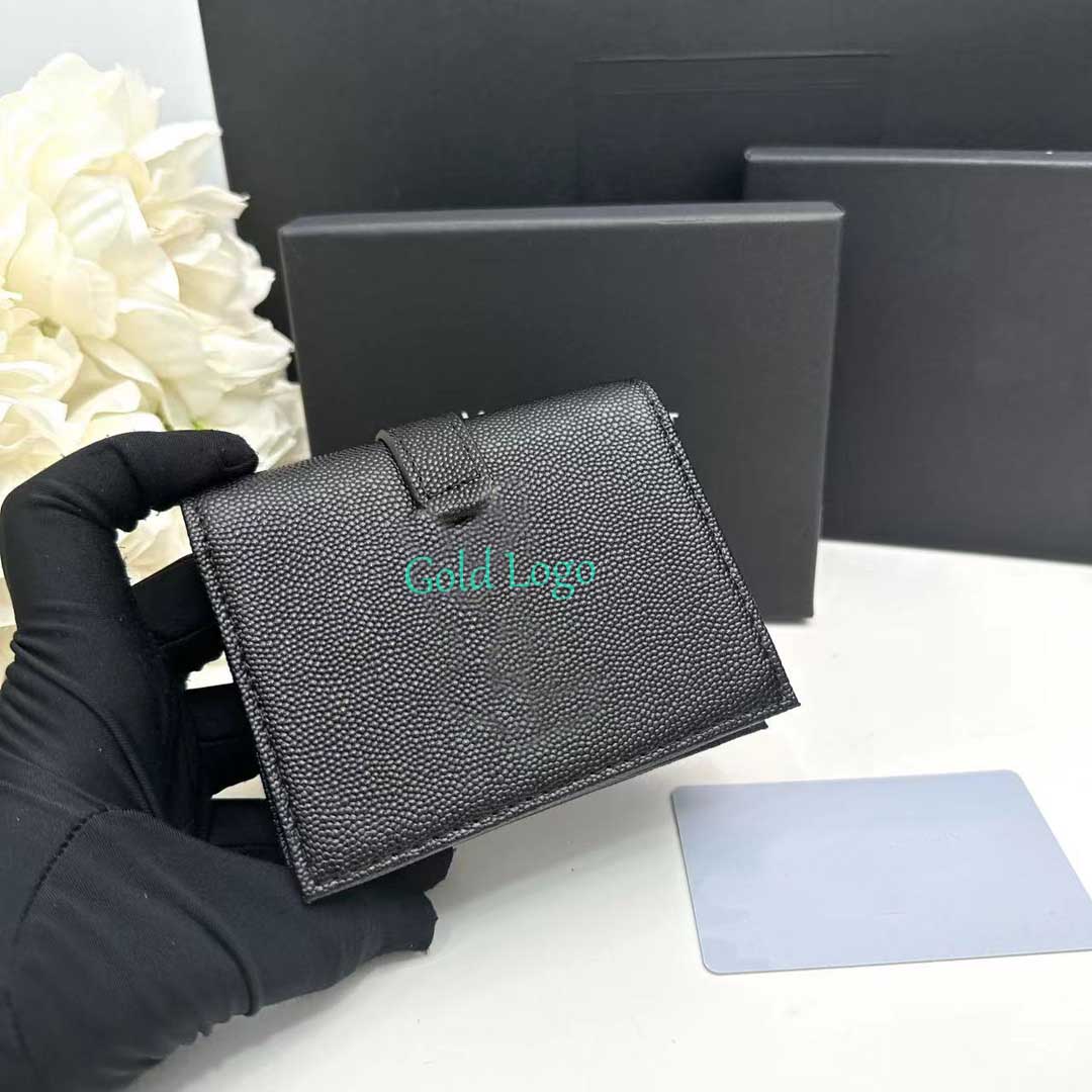 

High-quality buckle Women's short purse exquisite black Gold purse holding bag multi-card wallet holder Superior sense credit card holder purse with box 06689 10x9cm, Customize