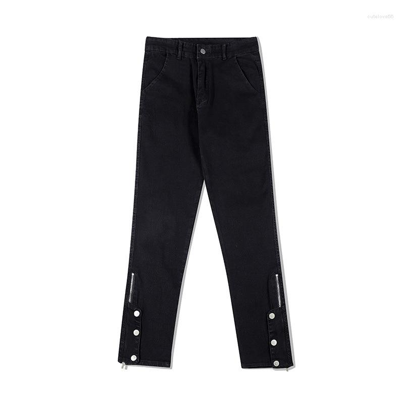 

Men' Jeans Men' High Street Style Side Zipper Breasted Trousers Y2K Wash Cargo, Black