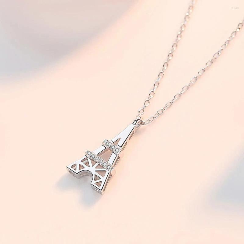 

Pendant Necklaces Silver Color Tower Necklace For Lady Exquisite Birthday Gift Daily Wear Fashion Neck Accessories Women Jewelry