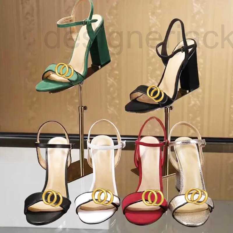 

Classic High heeled sandals party 100% leather women Dan shoe designer sexy heels 10cm Suede Lady Metal Belt buckle Thick Heel Woman shoes With box 6KO4, Khaki