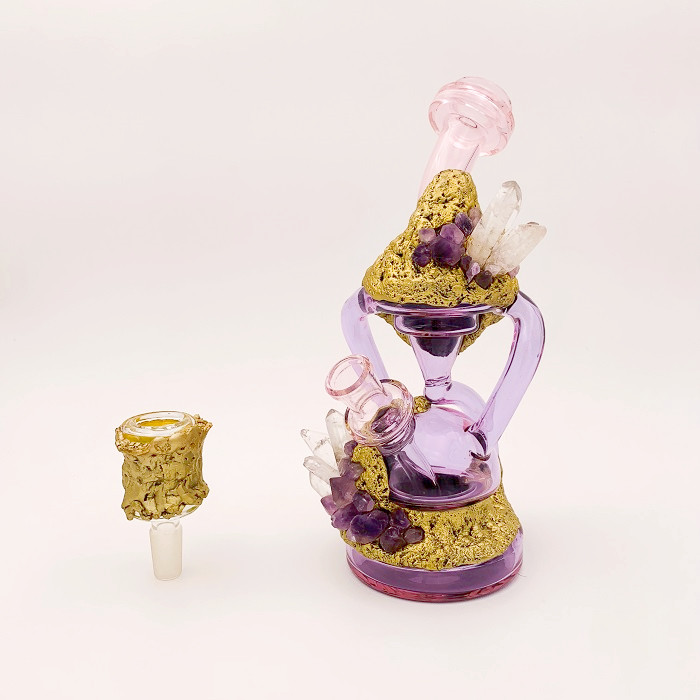 Diamond Dreams Bong/Double pipe water circulation/Exclusive Creation/Original design/Advanced water filtration/Crystal inlaid glass bong/high qua-image-865271305