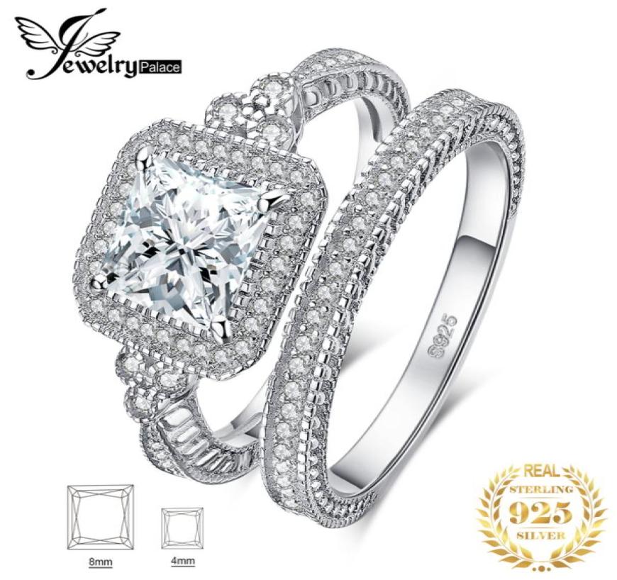

Solitaire Ring JewelryPalace 2 Pcs Wedding for Women 925 Sterling Silver Engagement AAAAA CZ Simulated Diamond Luxury Bridal Sets 6215899