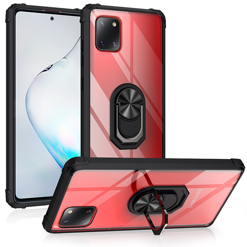 

Ring Holder Shockproof Phone Cases For Samsung A12 A22 A32 A42 A52 A72 A82 A13 A33 A53 A91 A81 A71 A51 Clear Armor Acrylic TPU Kickstand Phone Case Back Cover, Red