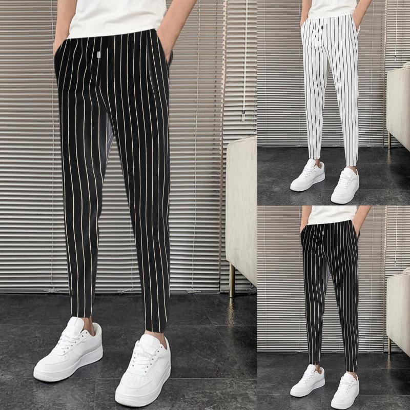 

Men' Pants Male Casual Formal Soild Mens Suit Straight Leg Trousers, Black